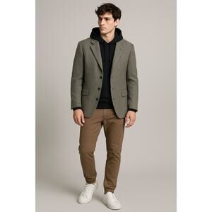 Oscar de la Renta Menswear Blazer 42R Gray Wool Tweed Sport Coat Jacket